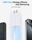 20W USB C Fast Charger with 6FT Cable for iPhone 17 16 15 Pro Max 16e 17e iPad