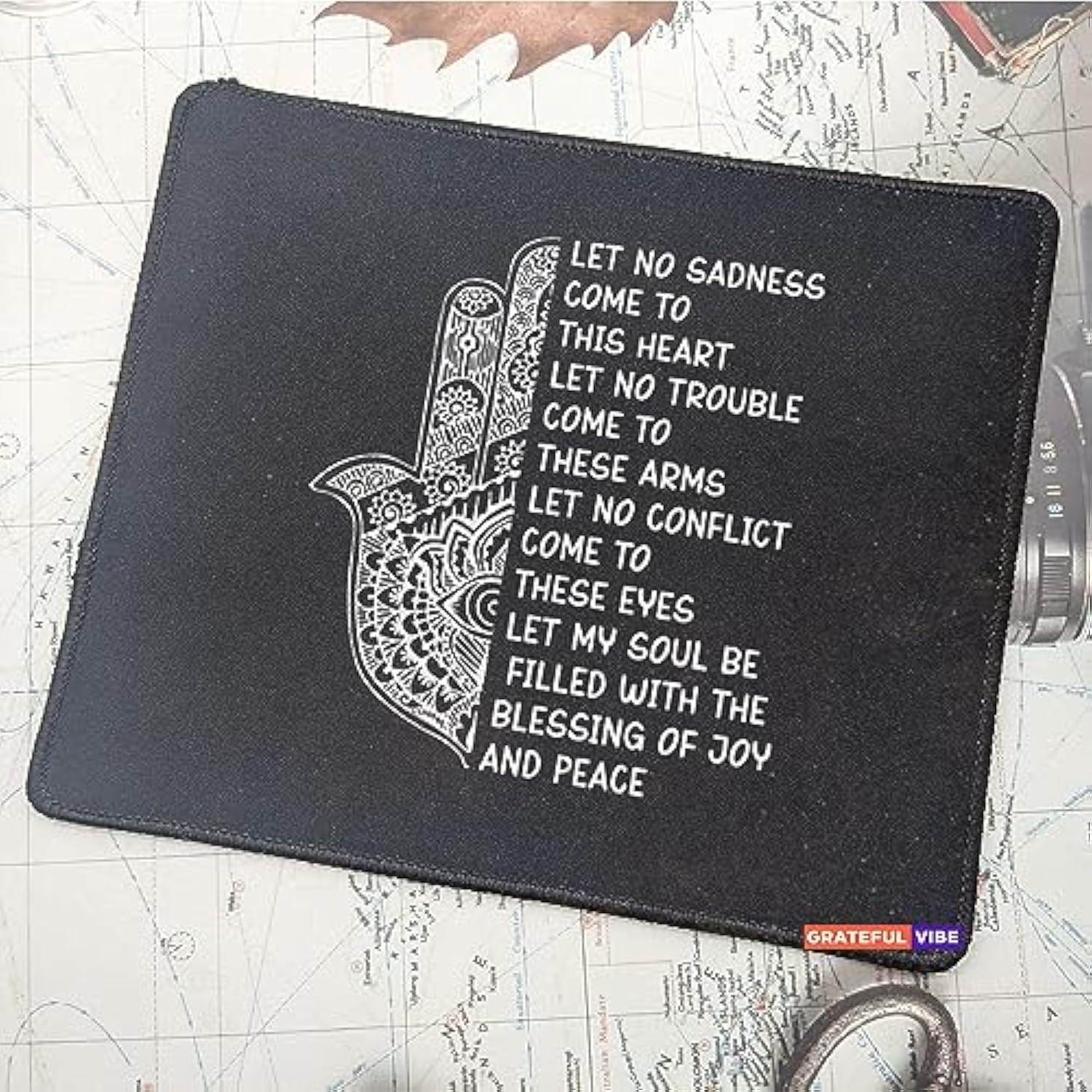 Hamsa Flowers Mouse Pad For Women - Brithday Gift For Zen, Yoga And Buddhist Symbols Mousepad - Hamsa Hand Meditation Gifts Mousemat 9.5 Inch