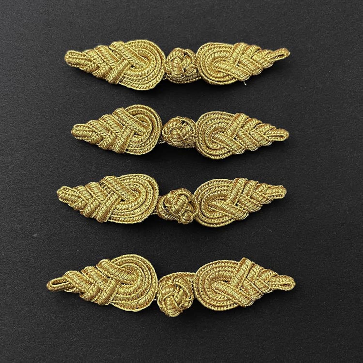 4-Sets 3-1/4" Vintage Fabric Frogs Closure, Chinese Frog Closure, Brai
