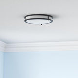 ASD LED 12" Round Flush Mount Lighting, Close to Ceiling Light Fixture | 3CCT, Dimmable, Energy Star, ETL Listed | 20W 1550LM 3000-5000K 120V | Low Profile Double Ring Lamp | Black, 4 Pack