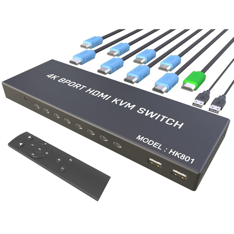 Kvm Switch Hdmi 8 Port - Hdmi Switch With Remote- Usb Switch Selector For 8 Co