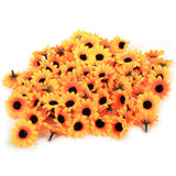 100 Pcs Artificial Daisy Flowers 4 Cm Fake Chrysanthemum Sunflower Daisy Flowers Heads For Diy Crafts Wedding Party Home Decoration (Yellow)
