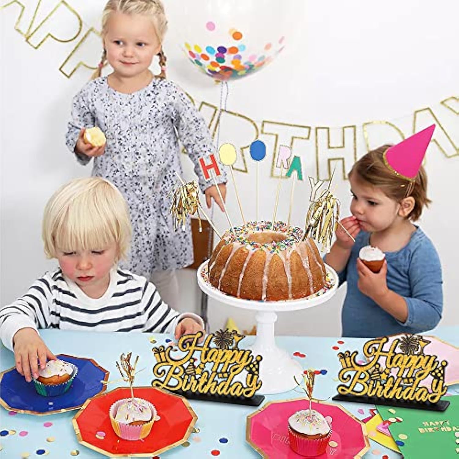 Happy Birthday Letter Sign Centerpieces for Table, Party Supplies for Milestones