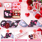 4 Rolls 24 Yards Valentine'S Day Wired Edge Ribbons 2.5 Inch Lips Hear