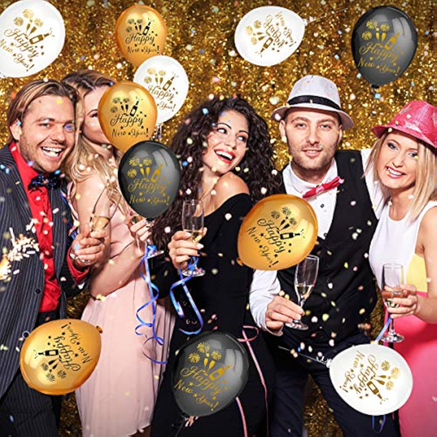 50 Pc Gold Black White 2026 Happy New Year Eve Party Balloons