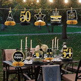 9pc 50th Birthday Table Centerpieces Gold & Black Decorations for Men & Women