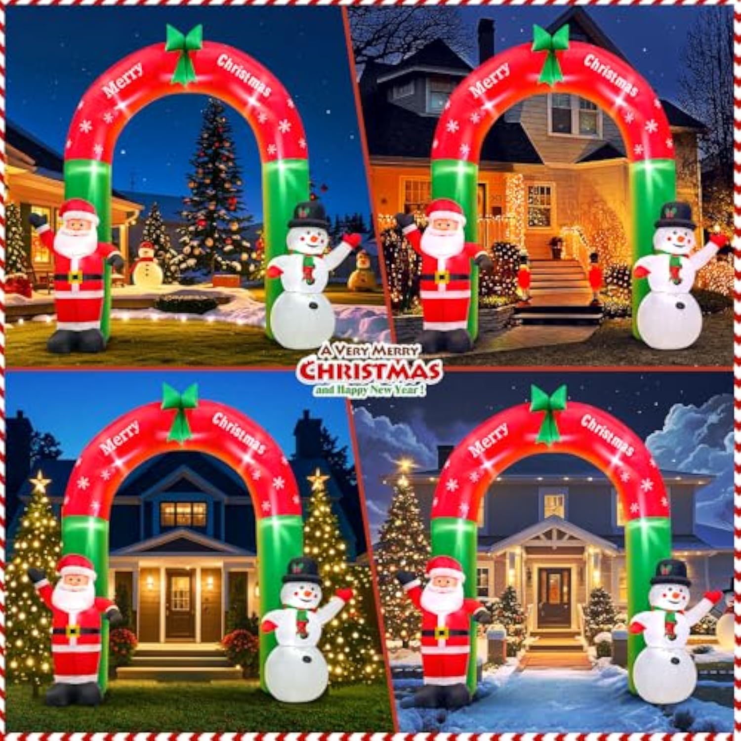 8Ft Christmas Inflatable Santa Snowman Arch Outdoor Decorations Blow Up Yard Decoration,Led Lights For Christmas Party H