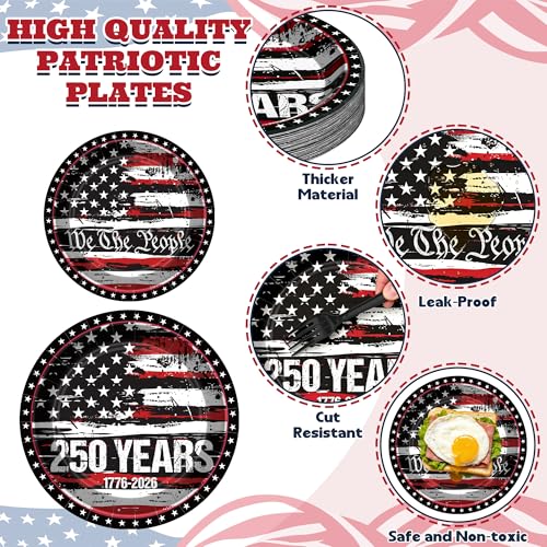 120PCS 4th of July Plates and Napkins Sets, Paper Patriotic Plates Decor