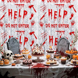 2 Pack Bloody Halloween Foil Fringe Curtains 6.6x3.3ft Scary Party Backdrop Decor