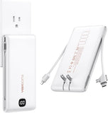 10000mAh Portable Power Bank with Built In Cables and AC Wall Plug Fast Charging Travel Charger