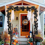 2Pcs Black Maple Leaf Garland - 11.8FT Hanging Fall Leaves for Halloween, Thanksgiving & Party