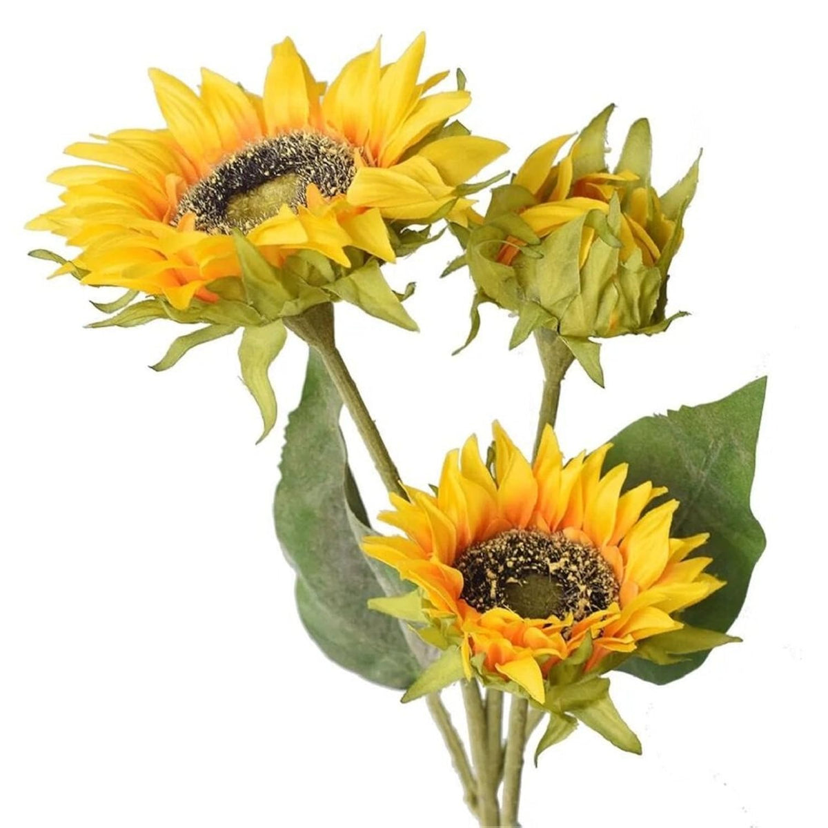 Artificial Sunflowers Silk Flowers Fake Branches Decorative Plants Stems For Home Office Shop Decor (2Pcs)