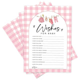 Wishes For Baby Baby Shower Game Cards, Keepsake Shower Activity Cards, 30 Count Pink Gingham Party Games For Mom To Be And Guests, Gender Reveal Party Games & Activity