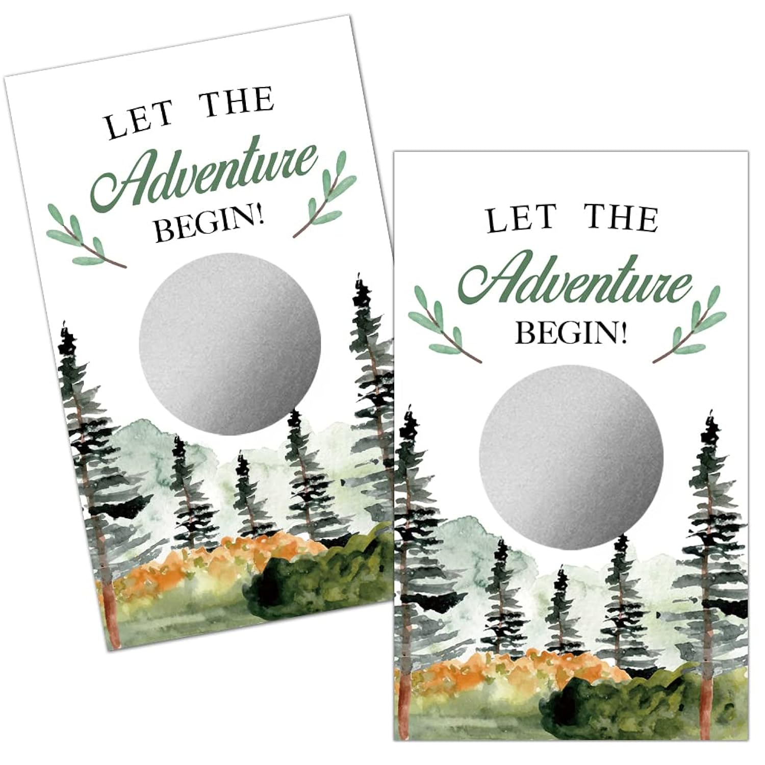50 Pack Adventure Theme Baby Shower Game Scratch Off Cards For Baby Shower, Baby Shower Activity And Idealet The Adventure Begin