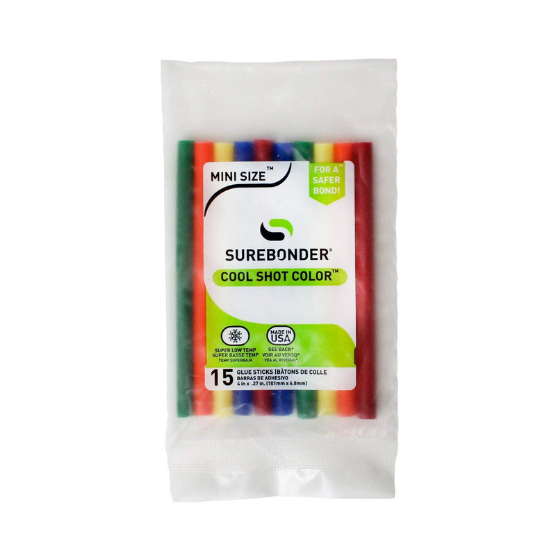 Surebonder "Cool Shot" Color Hot Glue Sticks For Ultra Low Temperature, Mini S