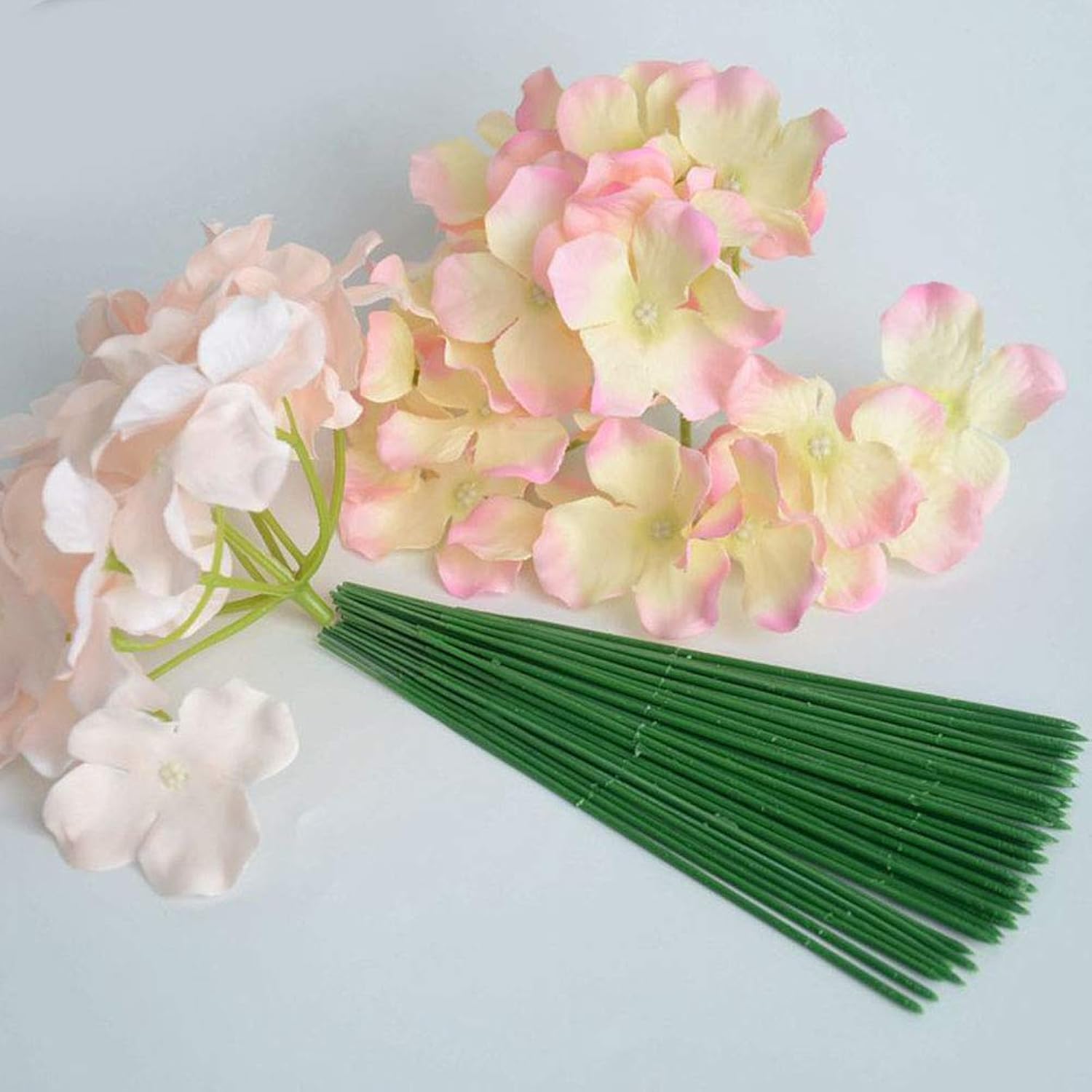 Joleully100Pcs Plastic Floral Stem, Artificial Flower Rod, Plant Stub Wire Green Florist Wires, Ideal For The Crafts Person, 17Cm And 25Cm(17Cm)