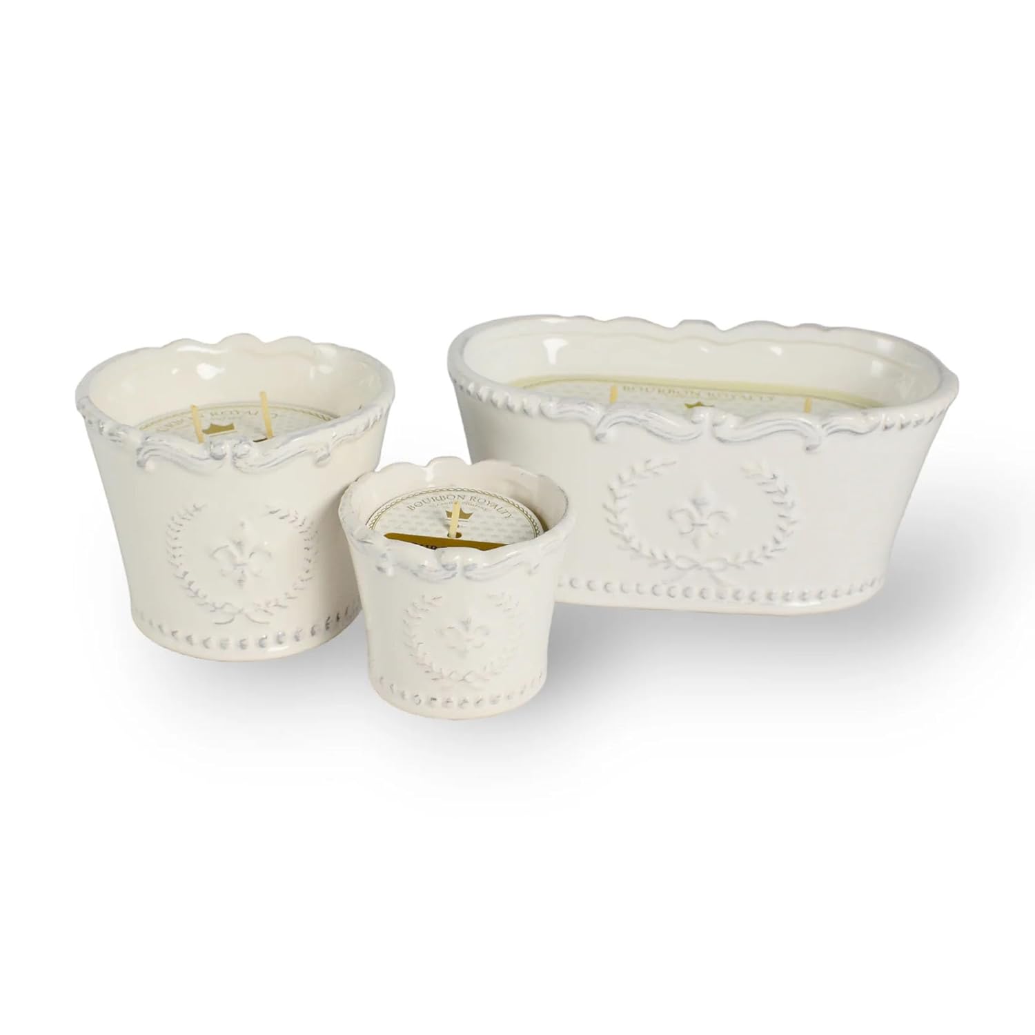 Classic White Oval Marquis Large 20 Ounce Ceramic/Wax Scented Votive Jar Candle For Home Or Office, Opulence, White/Marquis, Bry-Op-20Mq