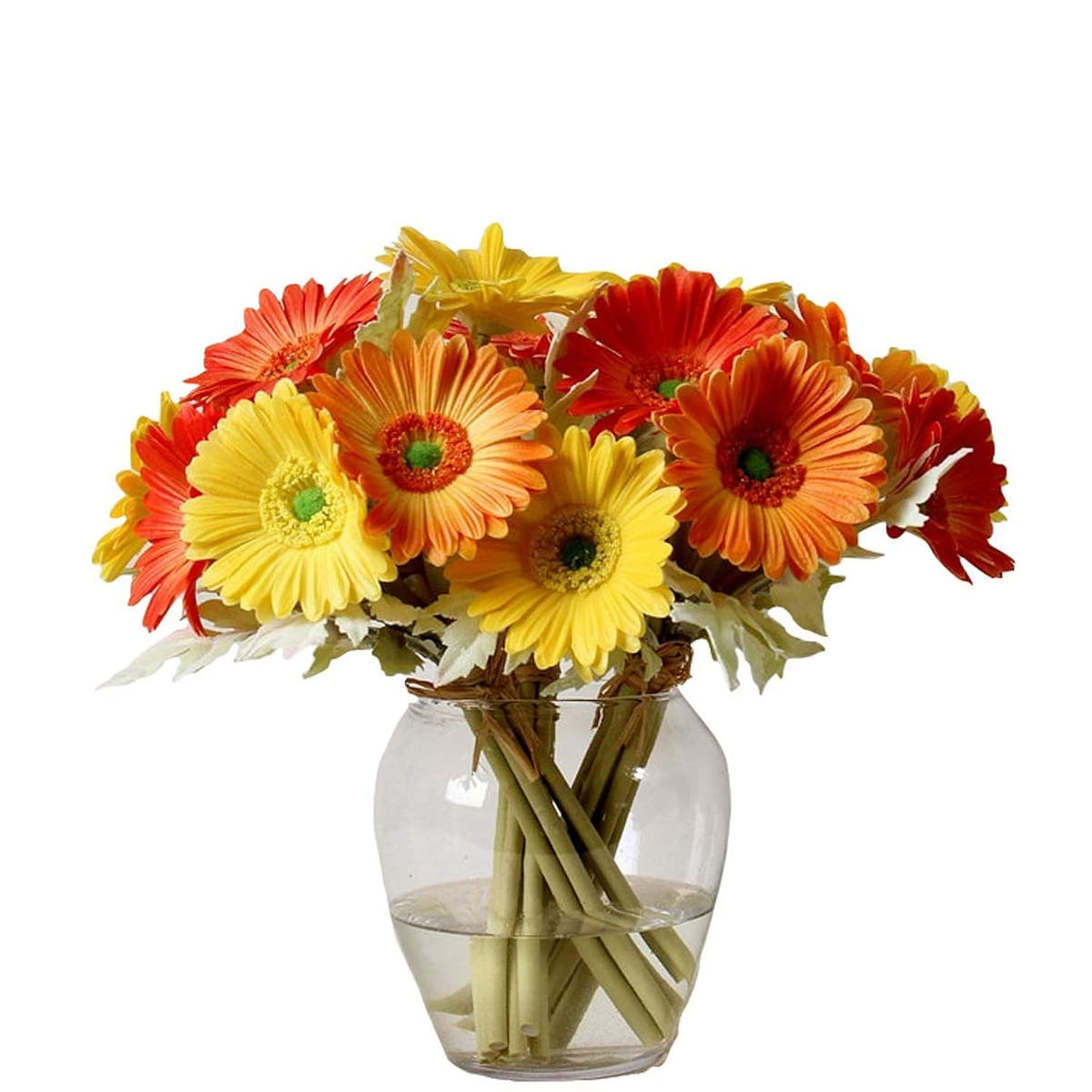 7Pcs Real Touch Pu Artificial Barberton Daisy Gerbera Daisy Flowers Bunch Bouquet Arrangements For Holiday Bridal Bouquet Home Party Decor Bridesmaid (Yellow)