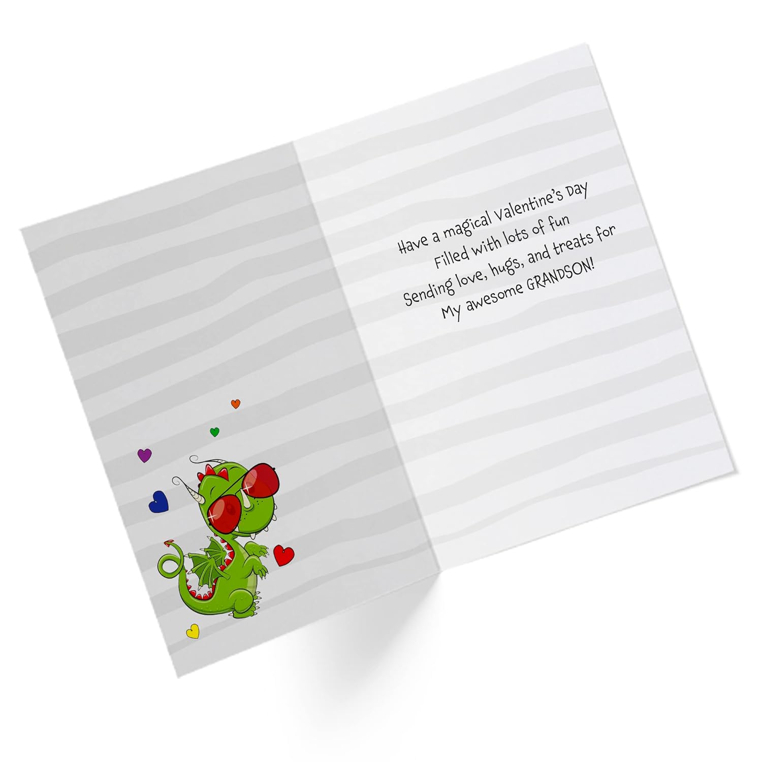 Single Valentine’S Day Card For Grandson | Cool Dragon With Blank Image For Coloring | Your Purchase Helps Animals In Need | 5”X7.5” | Vday Card With Envelope | Made In Usa | Female