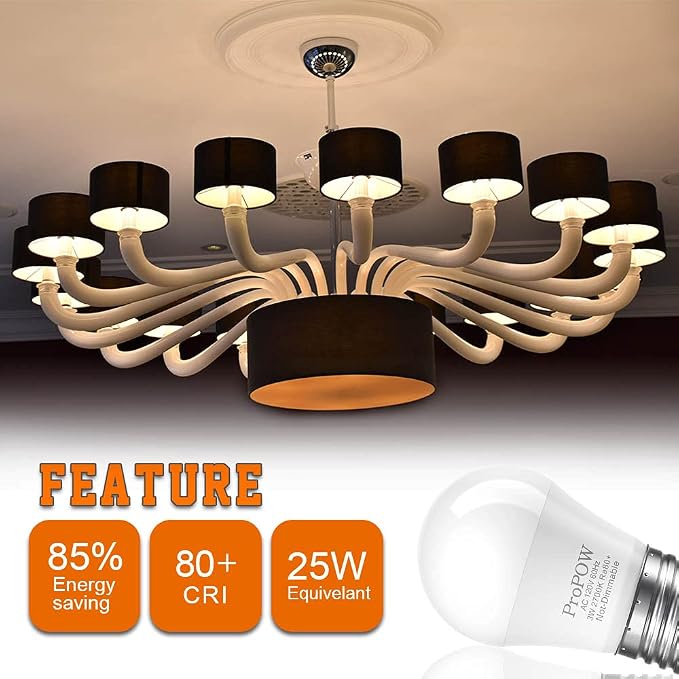 6 Pack A15 LED Light Bulbs 3W 25W Equivalent 2700K Soft White E26 Base