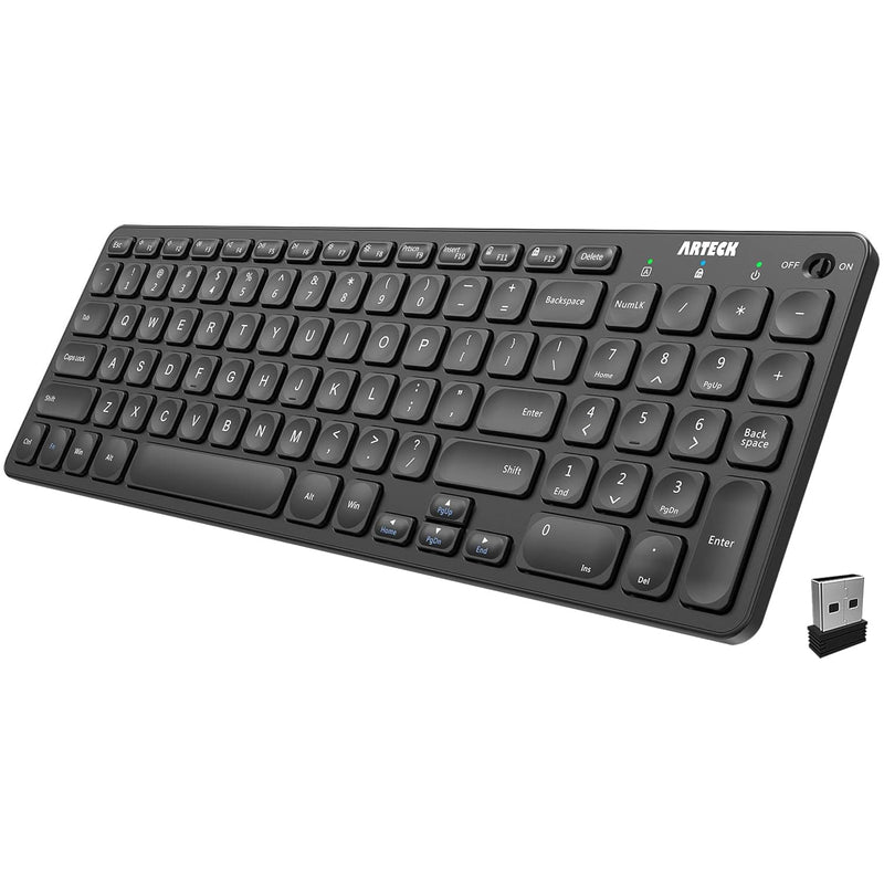 2.4G Wireless Keyboard Ultra Slim Full Size Keyboard With Numeric Keypad And M