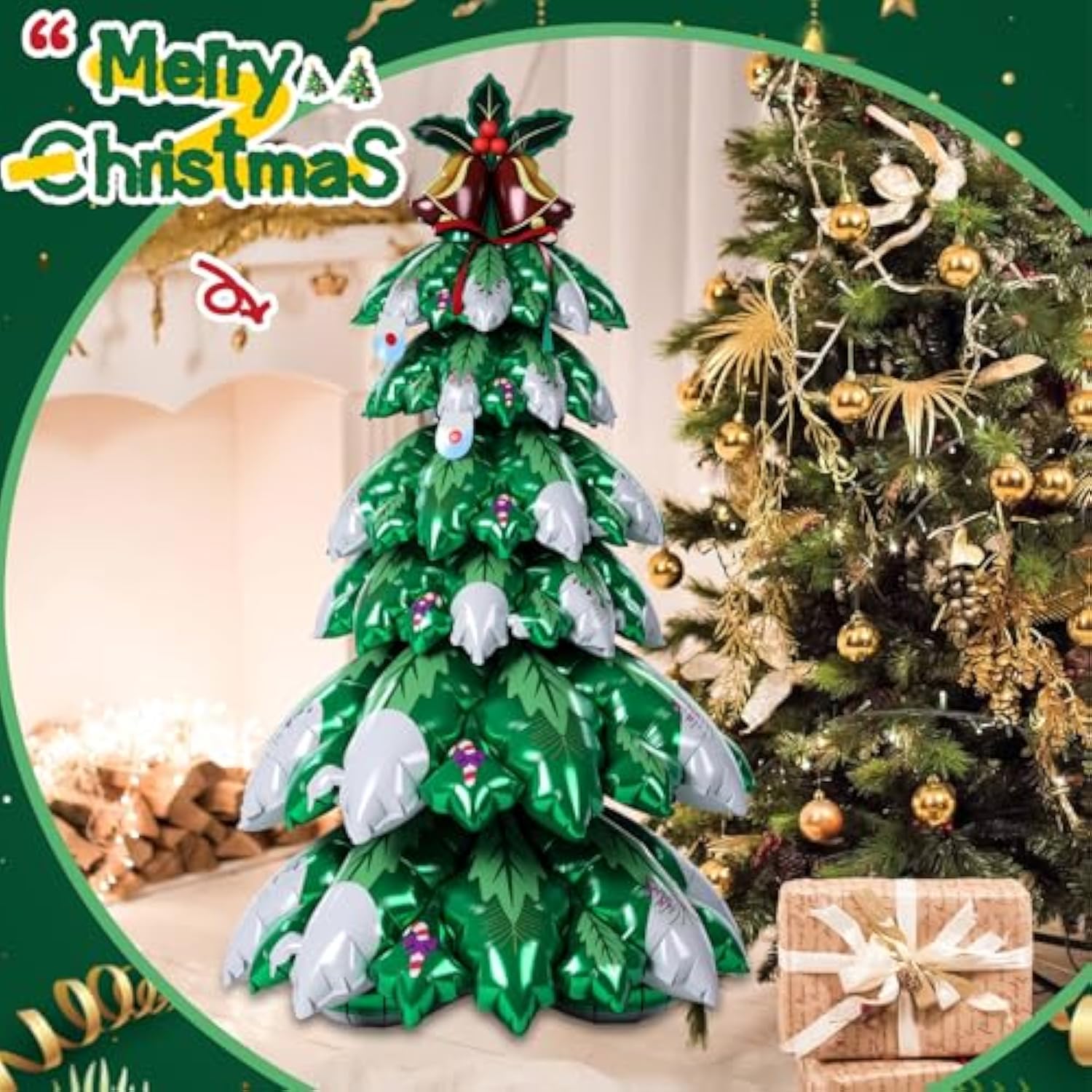 Giant 4D Inflatable Christmas Tree Balloon for Holiday and Party Decorations