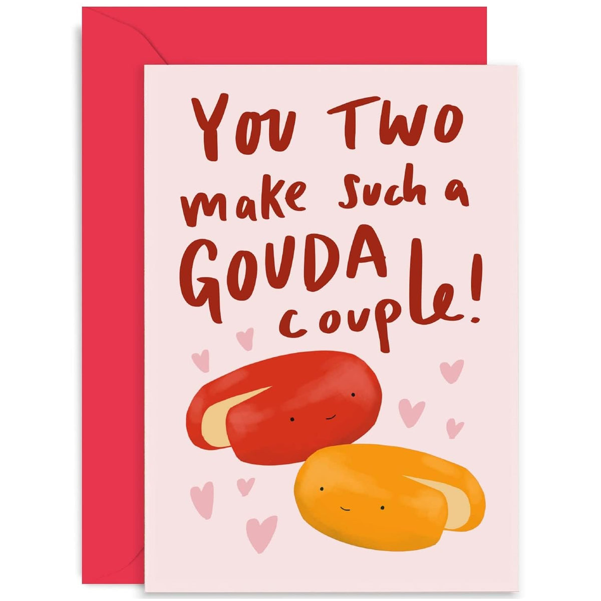 Old English Co. Fun Wedding Card For Couple - 'You Make A Gouda Couple' Hilarious Engagement Card - Cute Anniversary Card For Them | Blank Inside With Envelope
