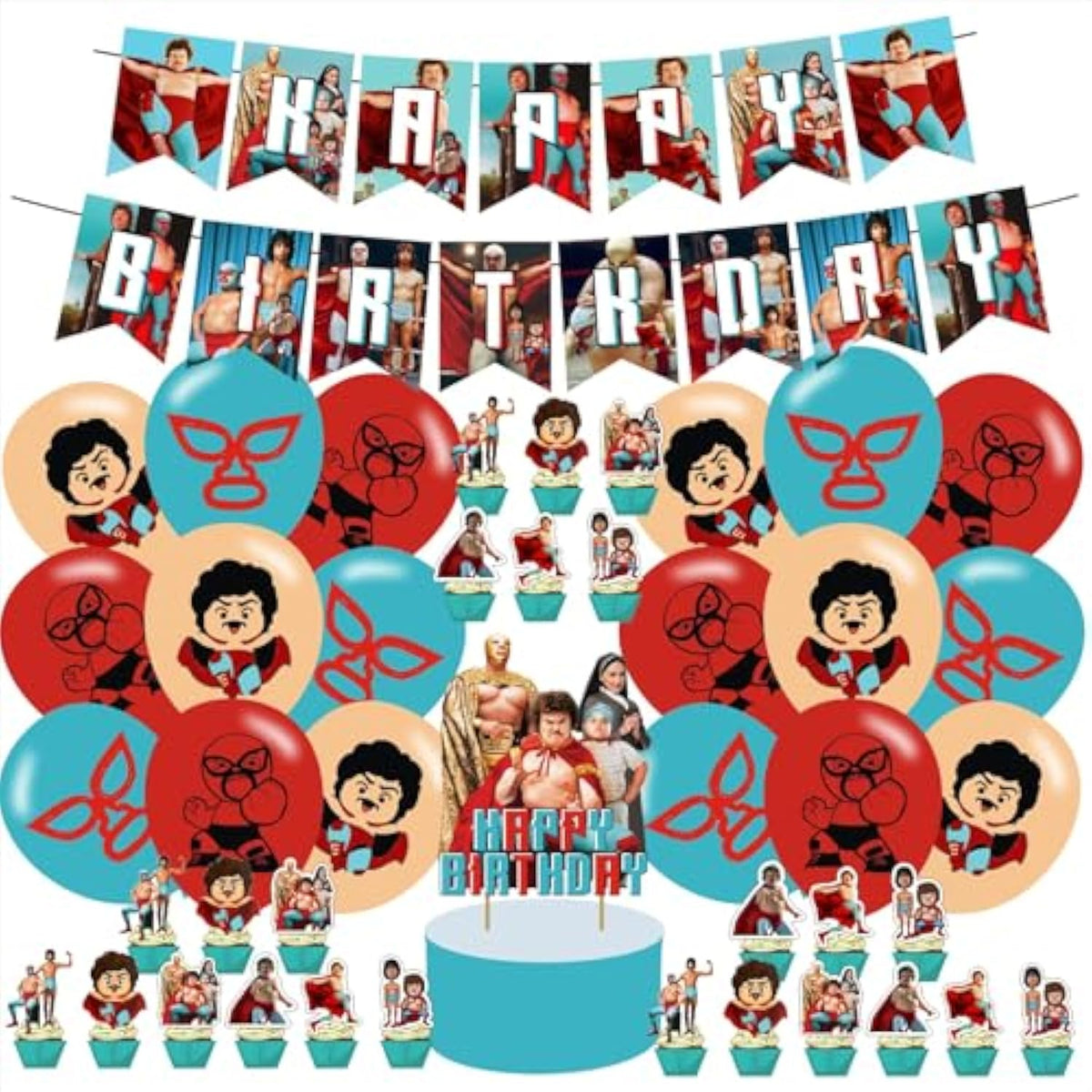 Libre Of Nacho Birthday Decorations - Kids' Party Balloons, Banner, Cake & Cupcake Toppers