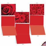 - 10 Blank Note Cards With Flowers (4 X 5.12 Inch) - Floral Notecards, All Occasion Boxed Assortment - Roses Are Red M3088