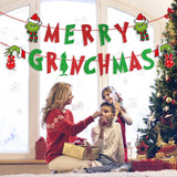 Glitter Merry Christmas Banner - Red Green Glittery Xmas Garland For Home Wall Mantle Fireplace Party Decorations And Supplies