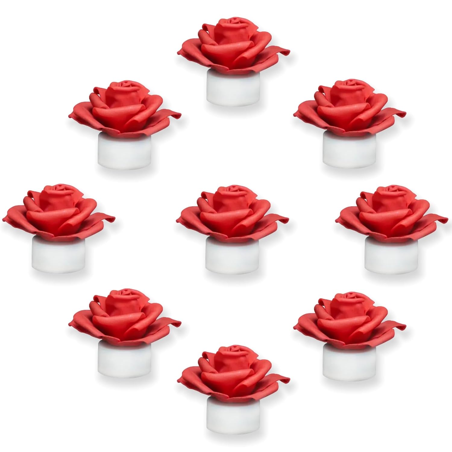 12 Pack Led Candles With Artificial Flowers, 200+Hour Battery Operated Tea Lights Candles For Centerpiece Table, Party, Wedding Anniversary Decorations (Red)
