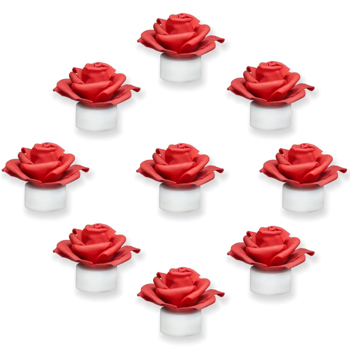 12 Pack Led Candles With Artificial Flowers, 200+Hour Battery Operated Tea Lights Candles For Centerpiece Table, Party, Wedding Anniversary Decorations (Red)