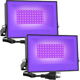 2 Pack 38W LED Black Light Flood Lights IP66 Waterproof UV Glow Party Stage Lighting