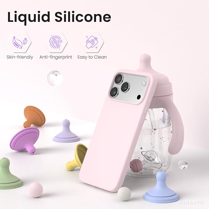 iPhone 18 Pro Case Slim Liquid Silicone Cover Chalk Pink Protective Case
