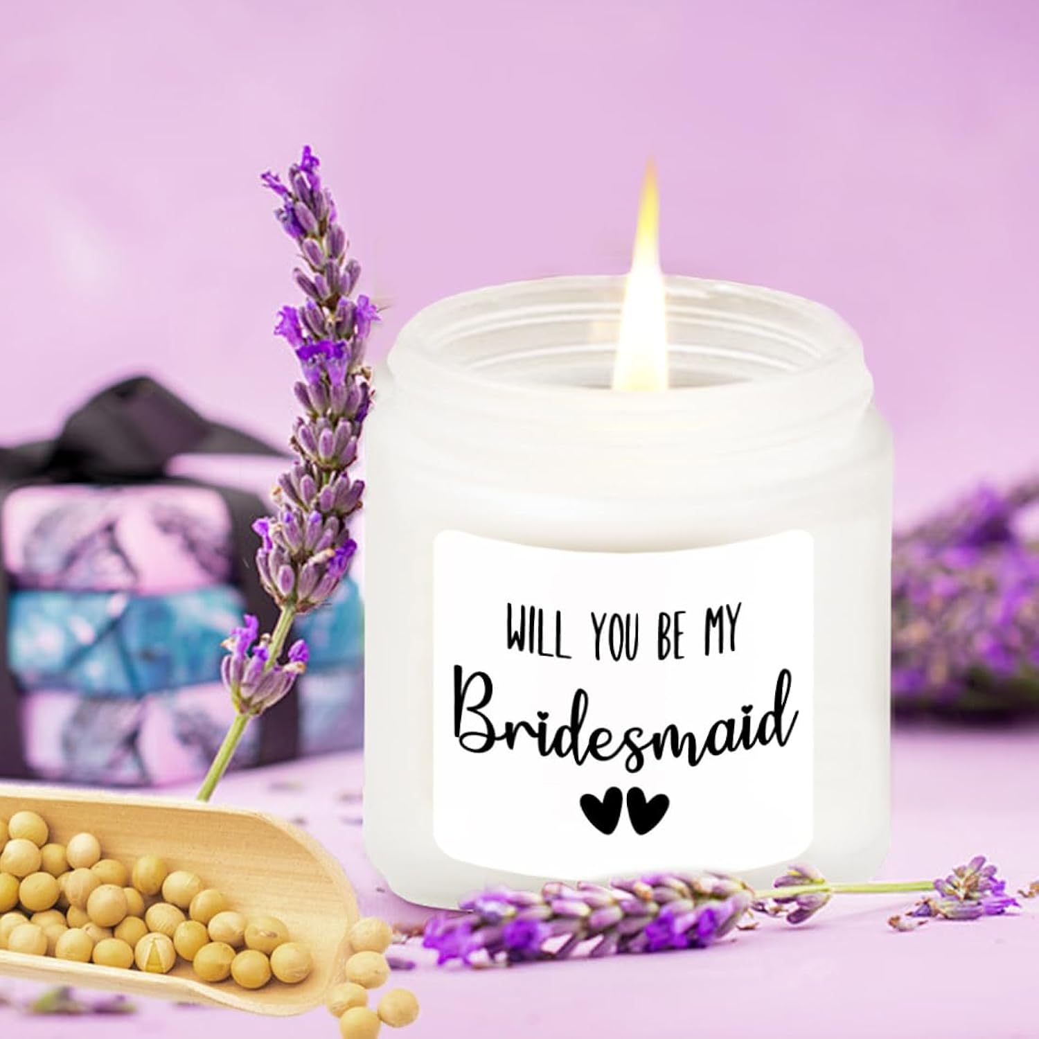 Bridesmaid Gifts Scented Candle Lavender - Matron Of Honor Gift For Bridesmaids Matron Of Honour Proposal Gifts Maid Of Honor Proposal Gift Soy Candle 4Oz