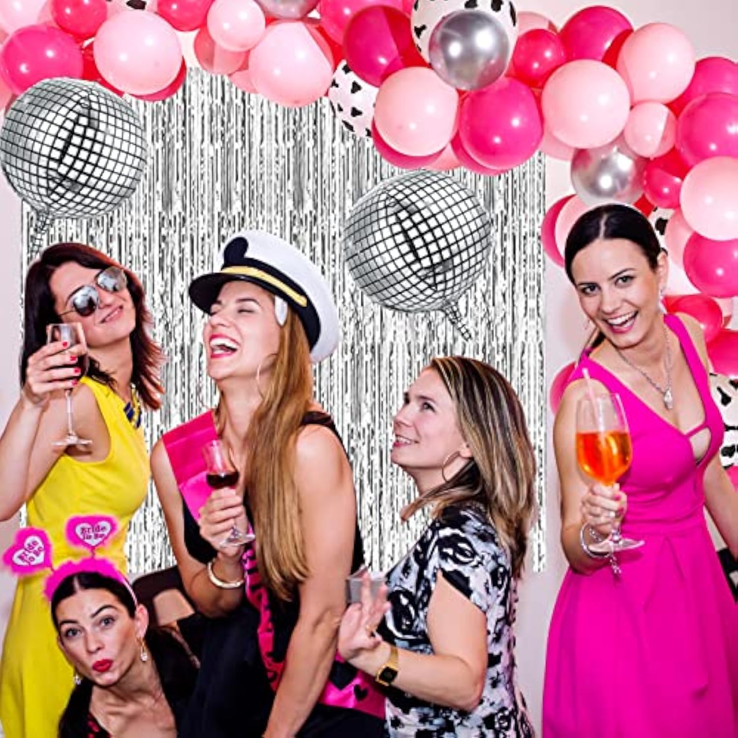 95 Pcs Western Disco Party Decorations For Women, Hot Pink Rose Red Si