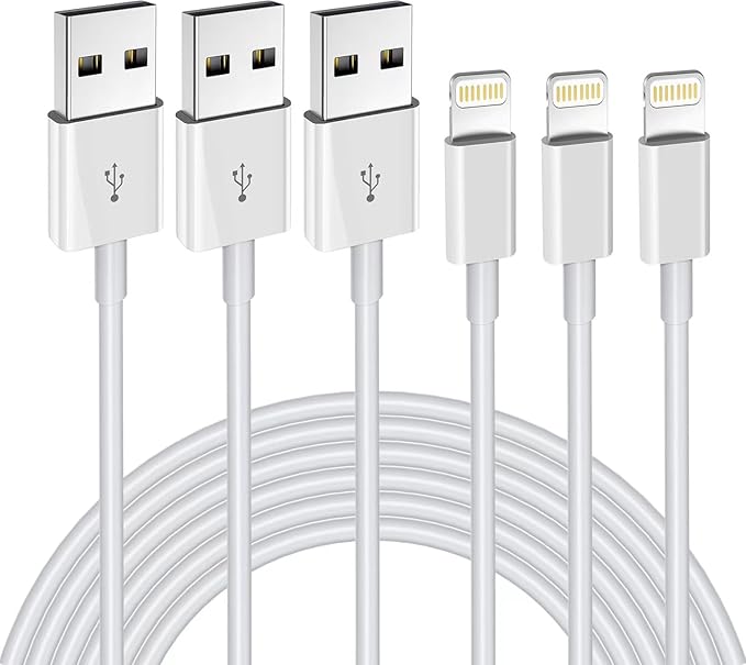 3 Pack Apple MFi Certified USB A to Lightning Cable 6FT Fast Charging Cord for iPhone iPad AirPods