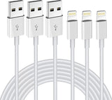 3 Pack Apple MFi Certified USB A to Lightning Cable 6FT Fast Charging Cord for iPhone iPad AirPods
