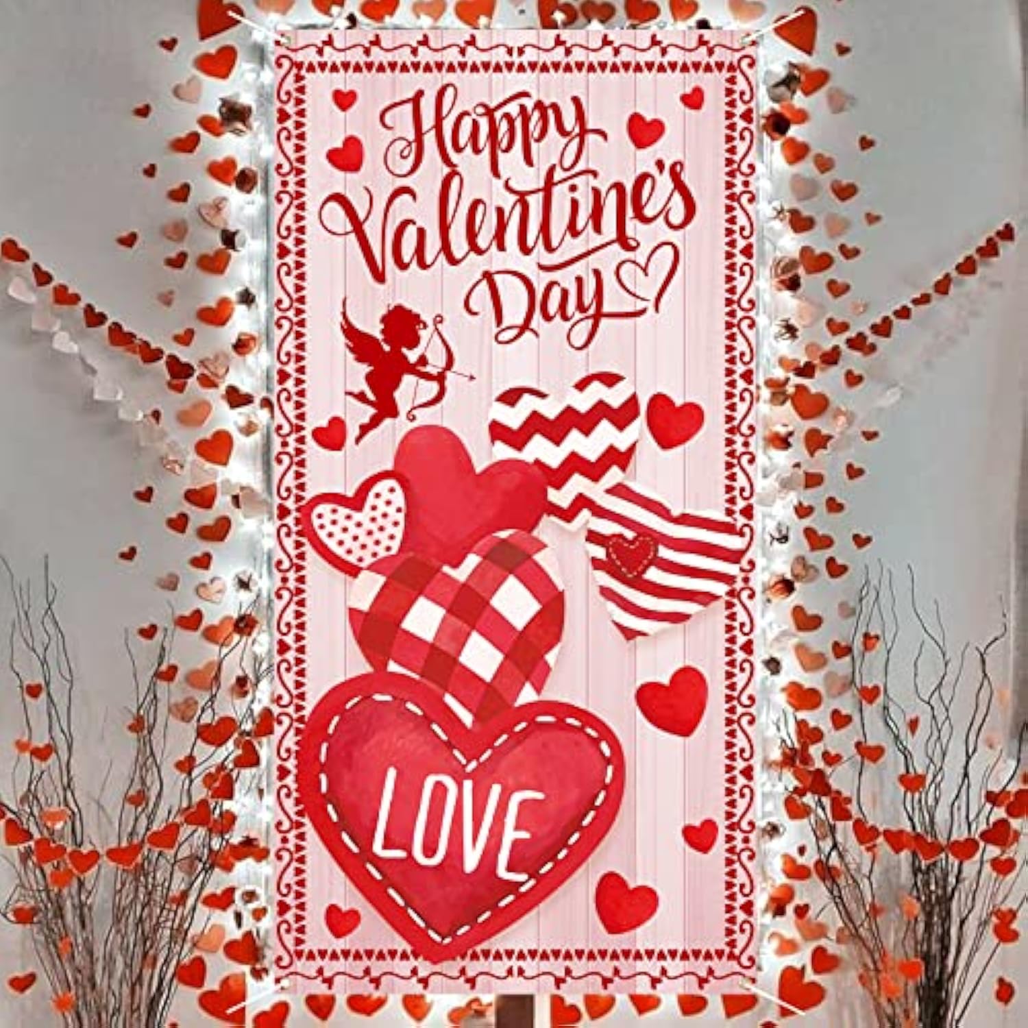 Valentines Day Door Cover 6X2.9 Ft Banner Valentine Door Decorations L