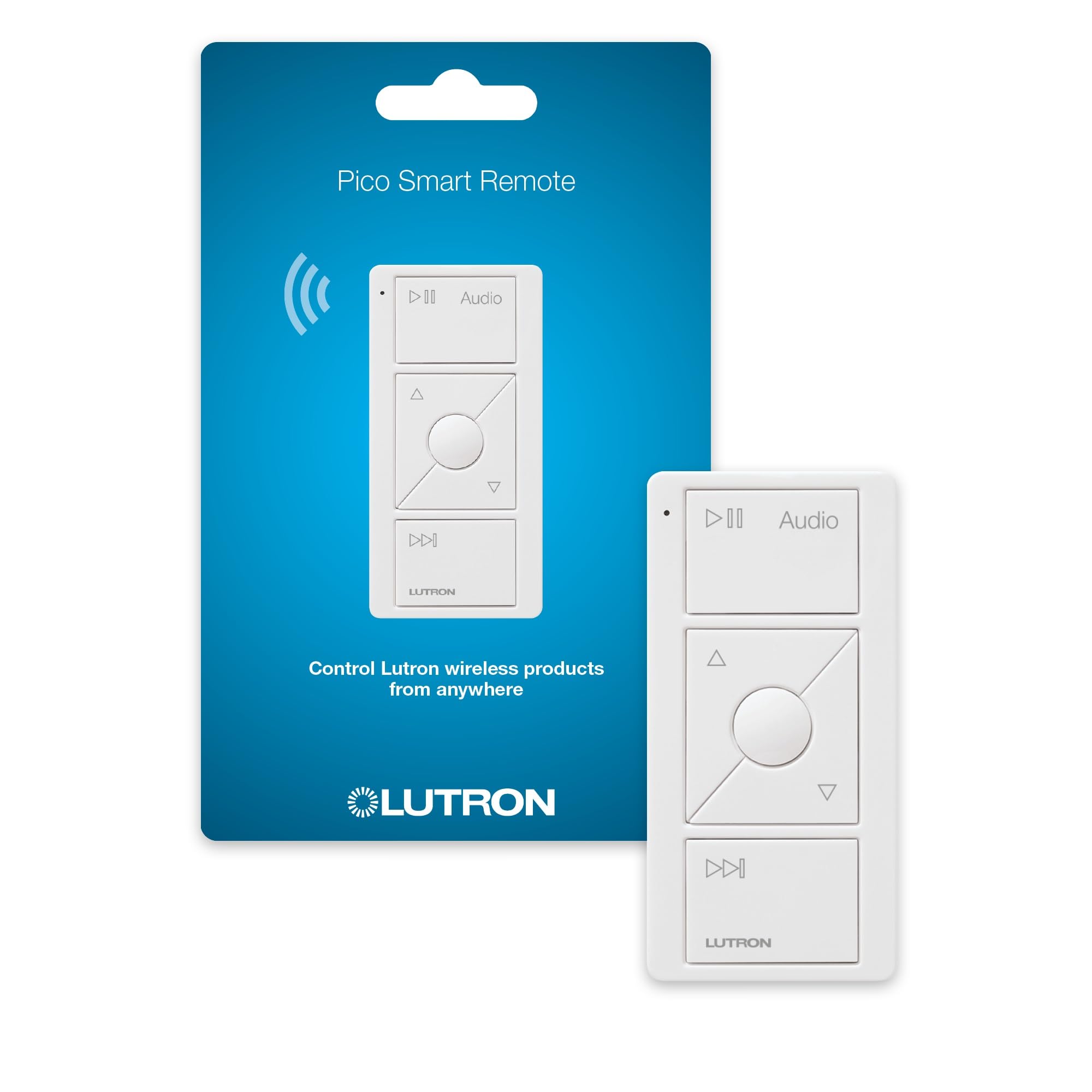 Lutron Pico Remote for Audio, Works with Sonos (Caseta Smart Hub Required), Raise/Lower Volume, Pause and Skip Tracks, For Table Top or Wallmount