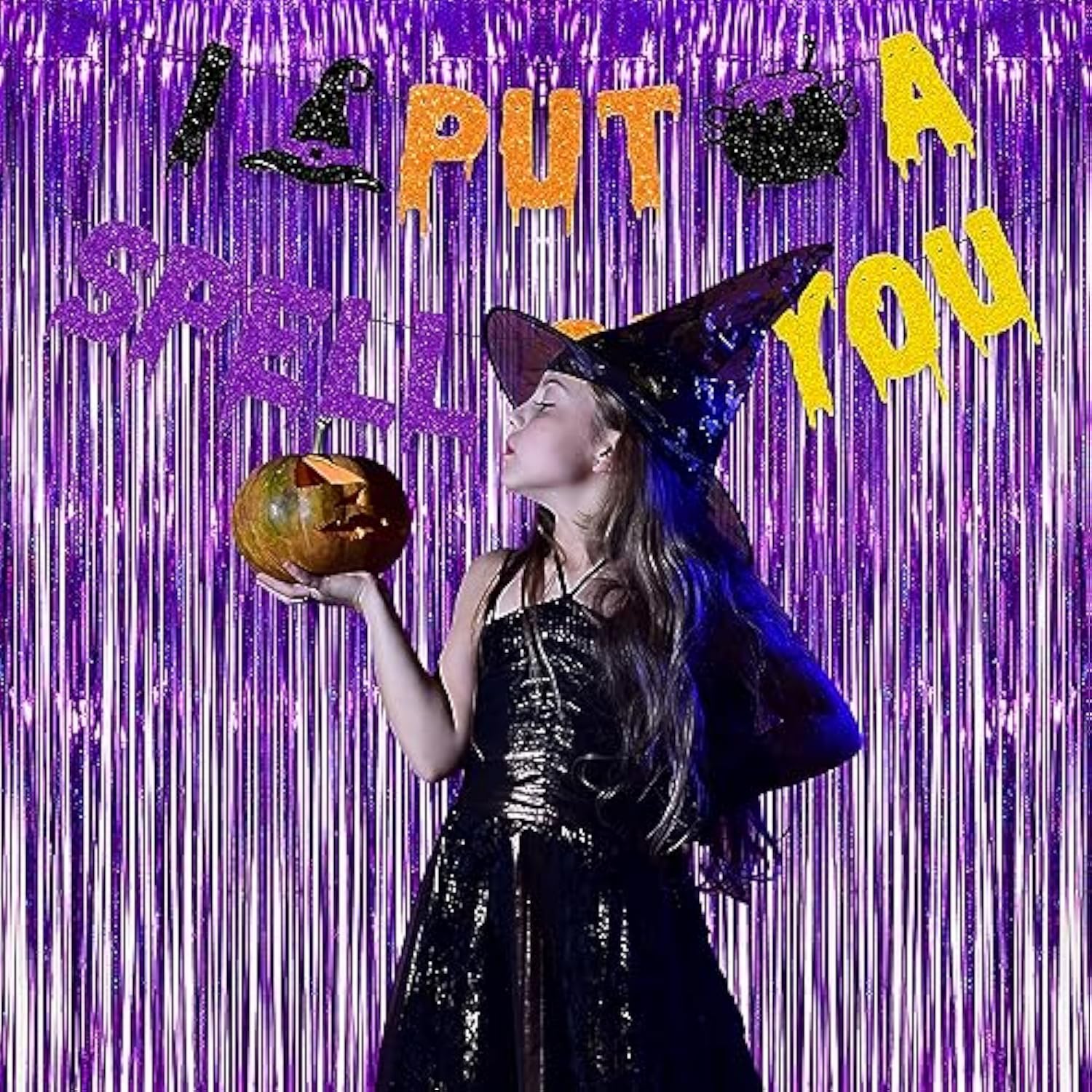 Purple Tinsel Foil Curtain Party Backdrop 1M x 2.5M Pack of 2