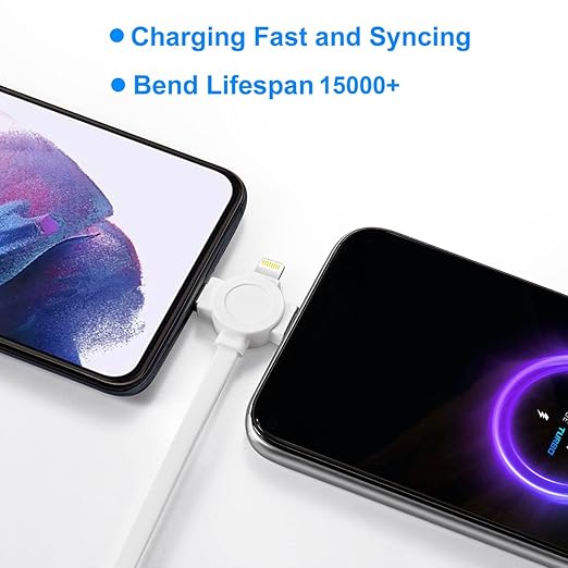 2 Pack 3 in 1 Retractable Charging Cable USB C Lightning Micro USB Fast Charger Cord