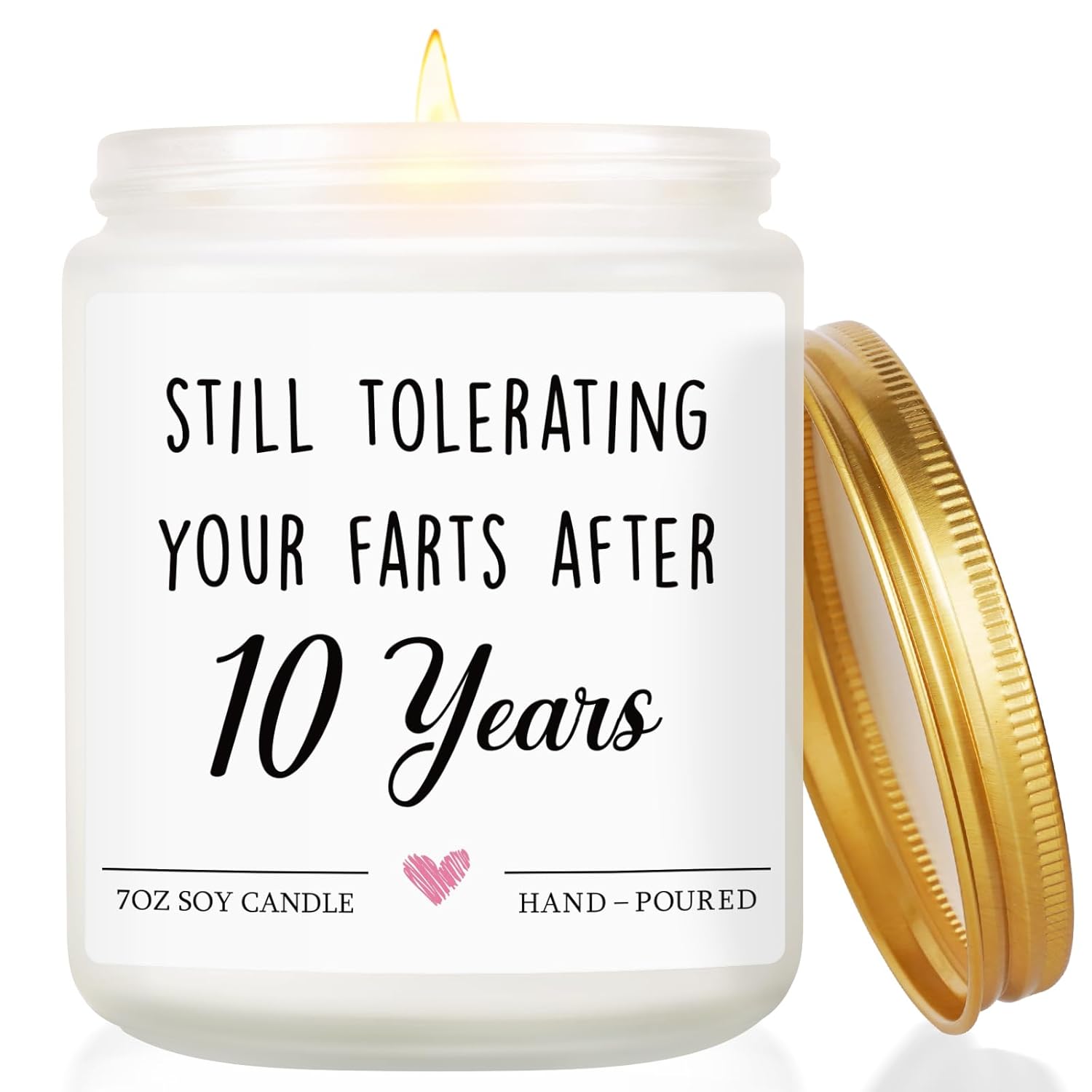 10 Year Anniversary Candle Gifts For Him Her, 10Th Wedding Anniversary Tin Gifts For Wife Husband, Girlfriend Boyfriend, Couple, Women Men, 10Th Wedding Anniv. Aluminum Presents, 7Oz Lavender Scented