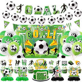 22 PCS Soccer Party Decorations, Includes Banner, Backdrop, Latex Balloons, Cupcake Toppers, Honeycomb Centerpieces, for Soccer Themed Party Decorations Supplies