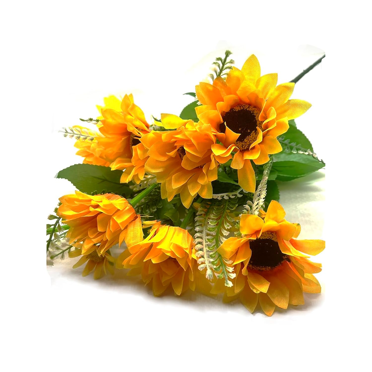Beautiful Yellow Sunflowers Artificial Flowers Mini Fake Sunflowers Bouquet With Stems For Home Decoration Party Diy Wedding Bouquets Baby Shower Outdoor Indoor Decoration(18 Flowers)