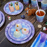 Winter Snowflake Paper Plates And Napkins Set, Blue And Purple Snowflake Winter Wonderland Disposable Tableware For Christmas Winter Holiday New Year Birthday Party Supplies Decorations, Serve 25