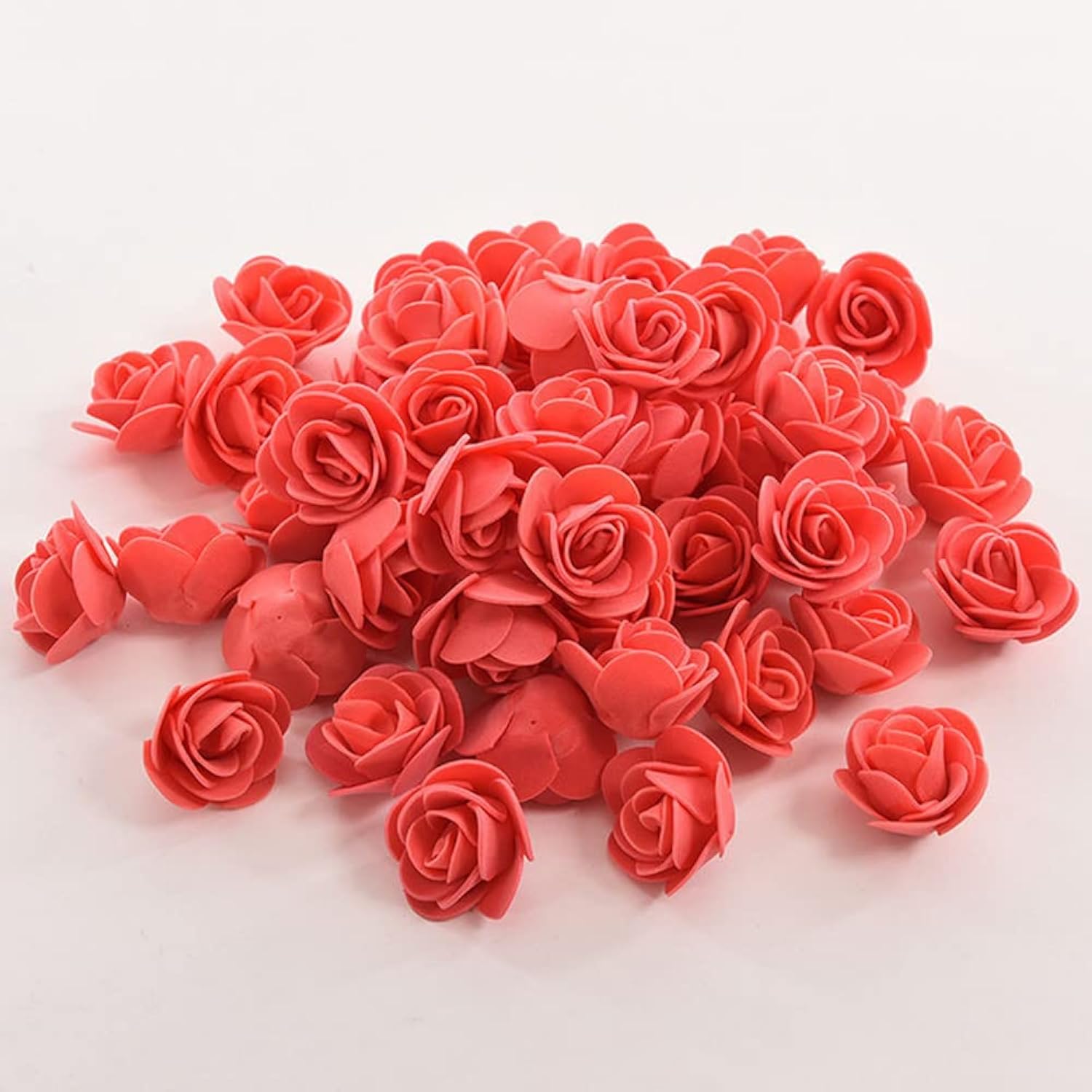 Mini Fake Roses Artificial Flowers 100 Pcs 3.5Cm Red Foam Rose Head For Diy Crafts Accessories Home Party Home Decorations And Baby Shower (Red)