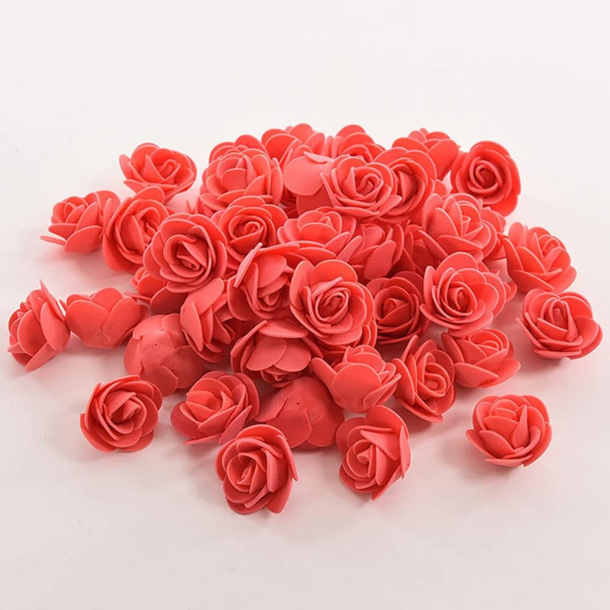 Mini Fake Roses Artificial Flowers 100 Pcs 3.5Cm Red Foam Rose Head For Diy Crafts Accessories Home Party Home Decorations And Baby Shower (Red)