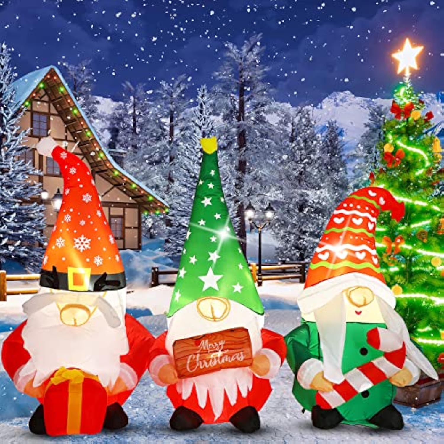 7 Ft Long Christmas Inflatable Gnome Outdoor Decorations Gnome Blow Up Yard Decorations Built In Led Lights Christmas Ou