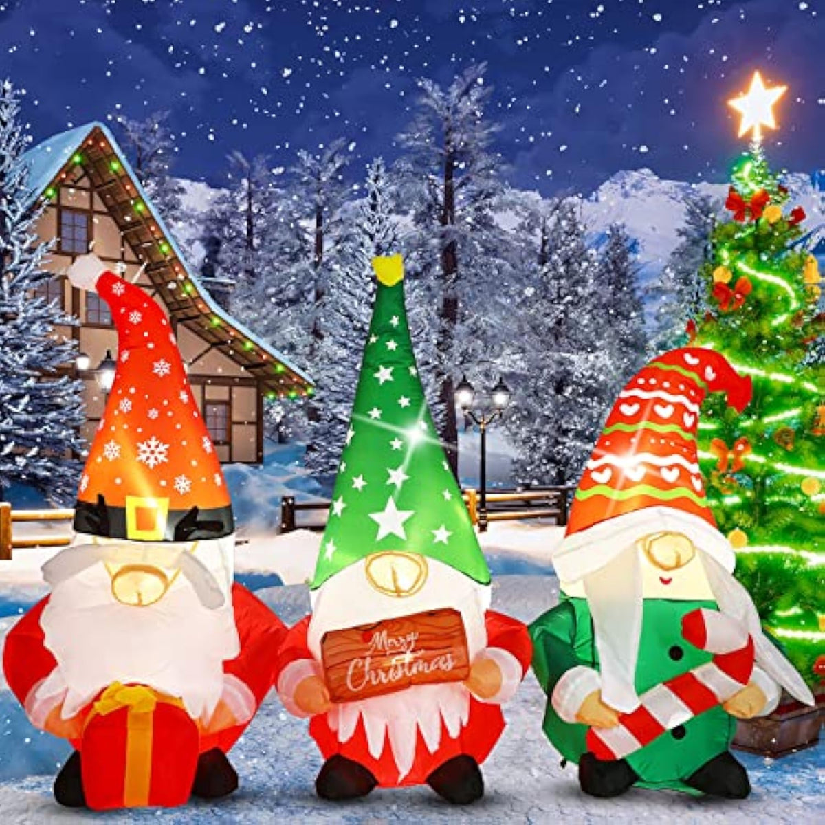 7 Ft Long Christmas Inflatable Gnome Outdoor Decorations Gnome Blow Up Yard Decorations Built In Led Lights Christmas Ou